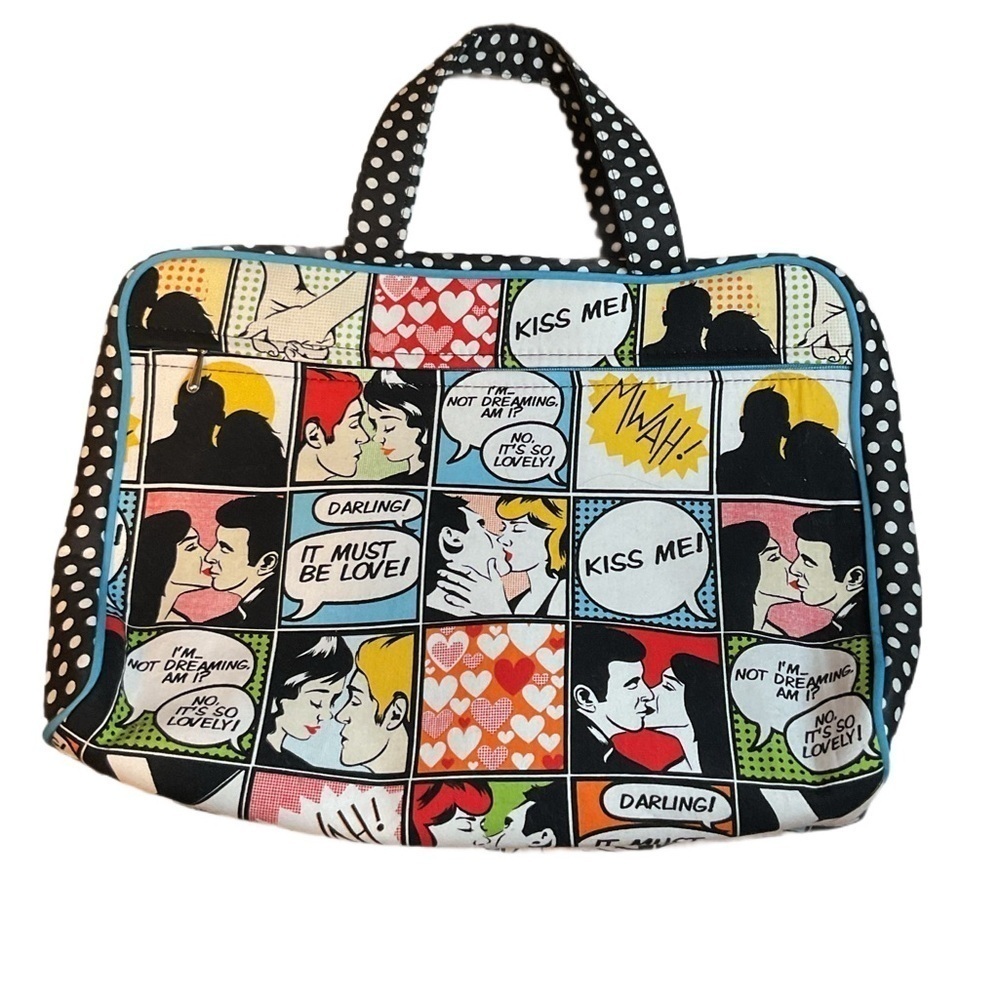 Comic Pop Art love toiletry bag travel polka dot colorful